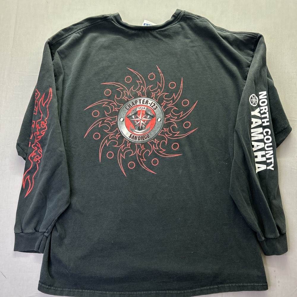 Vintage Y2K Yamaha V Star T Shirt Chapter 123 San Diego CA Long Sleeve 2XL